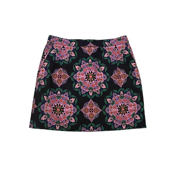 J. Crew Womens Size 8‎ Navy Blue Floral Basket Weave Geometric Print Skirt - Picture 1 of 16